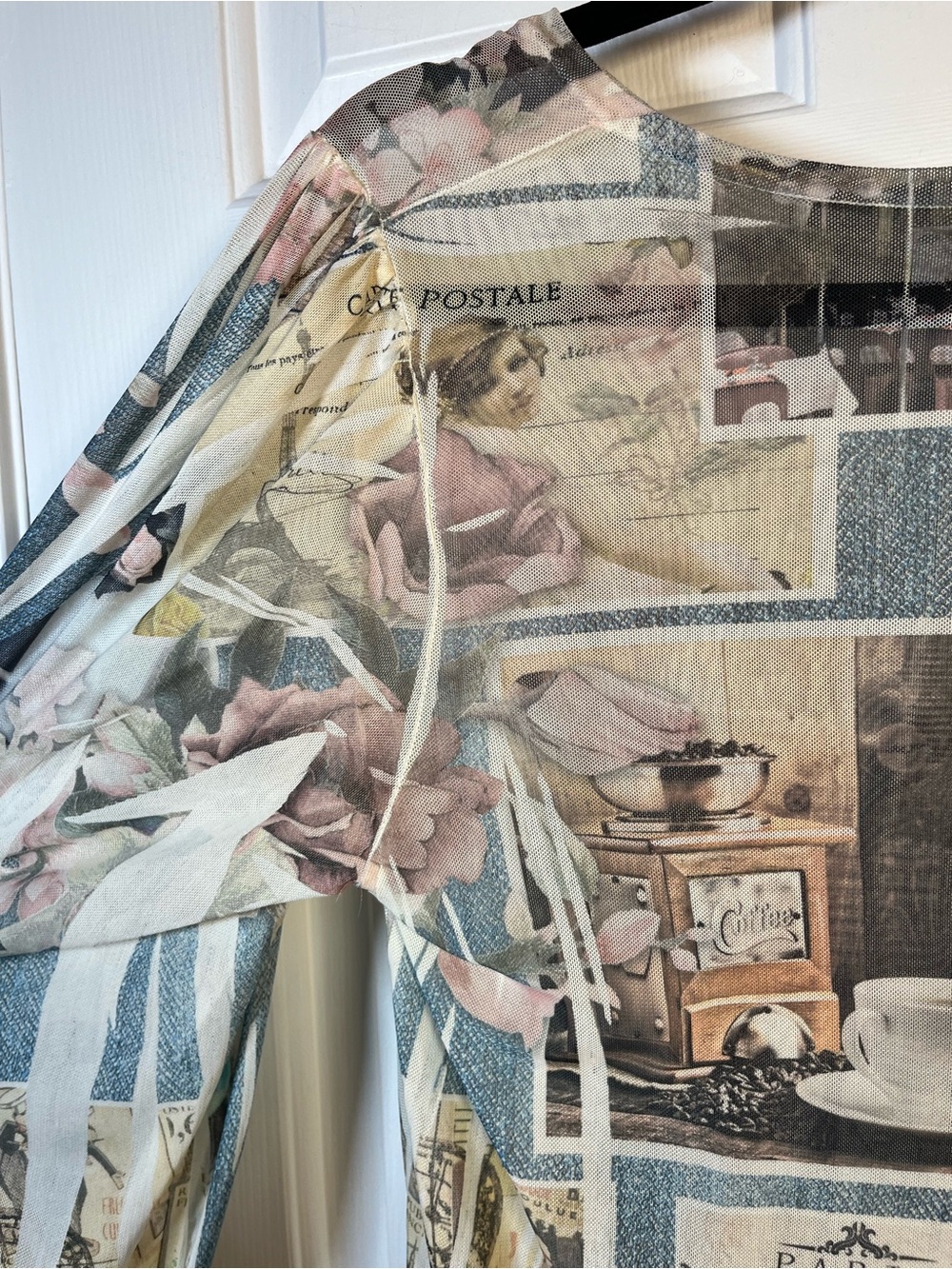Origami Sheer French Cafe Top - Size Medium | OLS Vintage Style - Picture 10 of 16